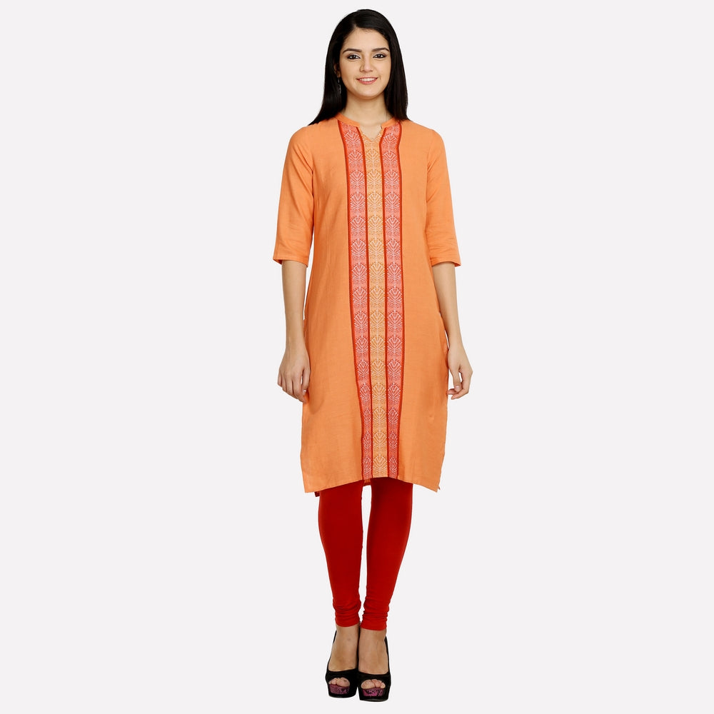 Orange 3/4 Sleeve kurta