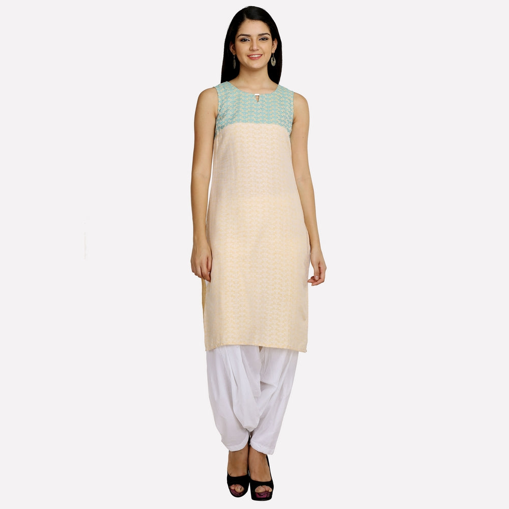 Light Pink Printed Sleeveless kurta