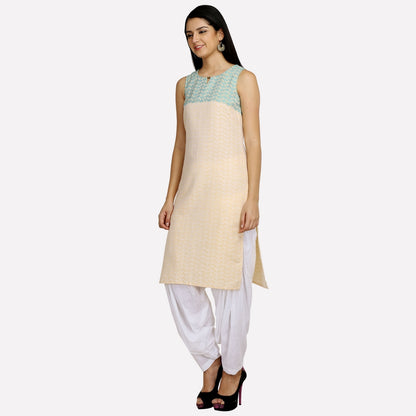 Light Pink Printed Sleeveless kurta