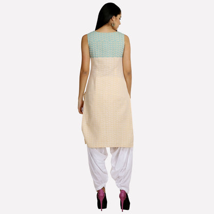 Light Pink Printed Sleeveless kurta