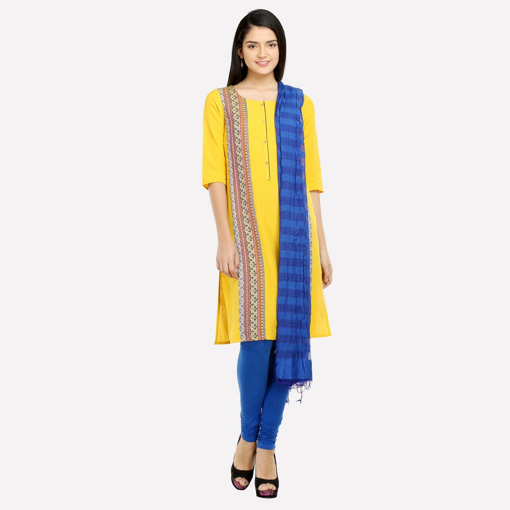 Yellow Printed 3/4 Sleeve kurta