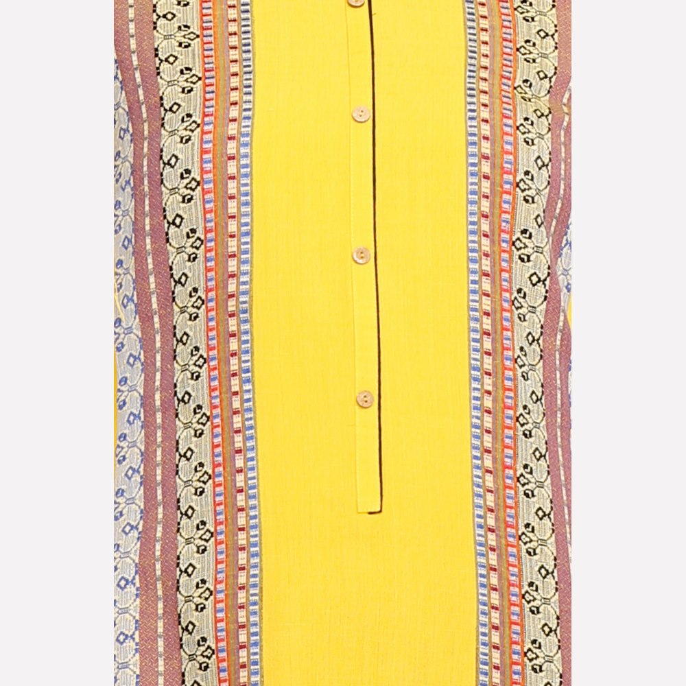 Yellow Printed 3/4 Sleeve kurta