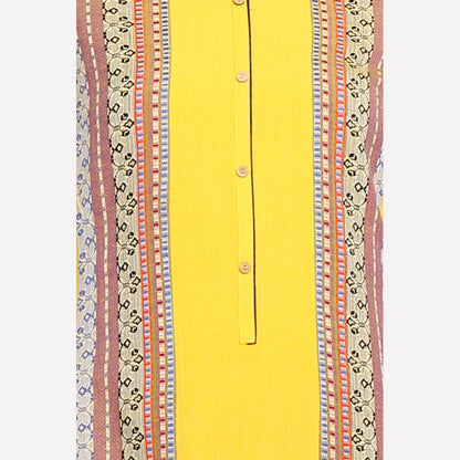 Yellow Printed 3/4 Sleeve kurta