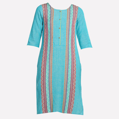 Blue Printed 3/4 Sleeve kurta