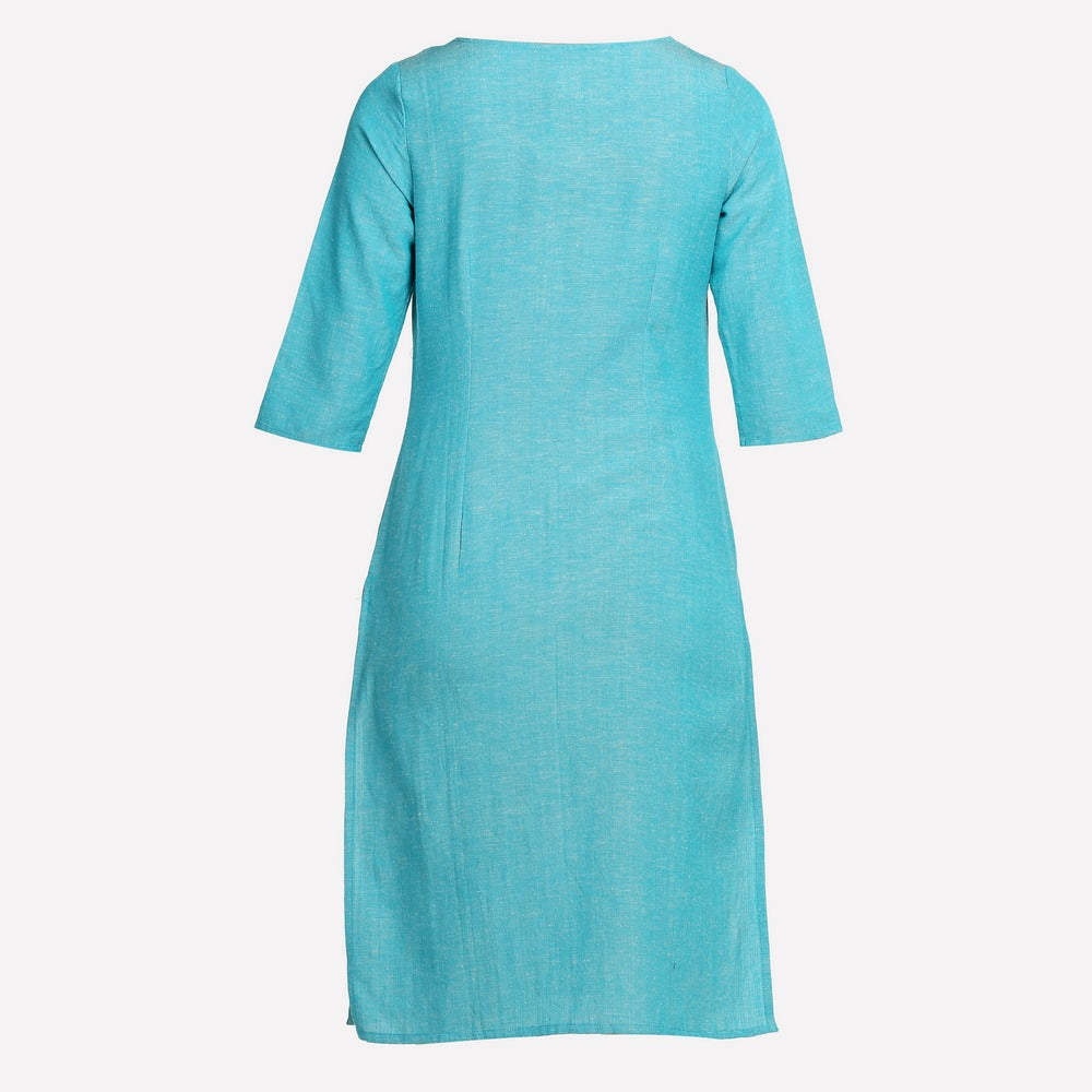 Blue Printed 3/4 Sleeve kurta