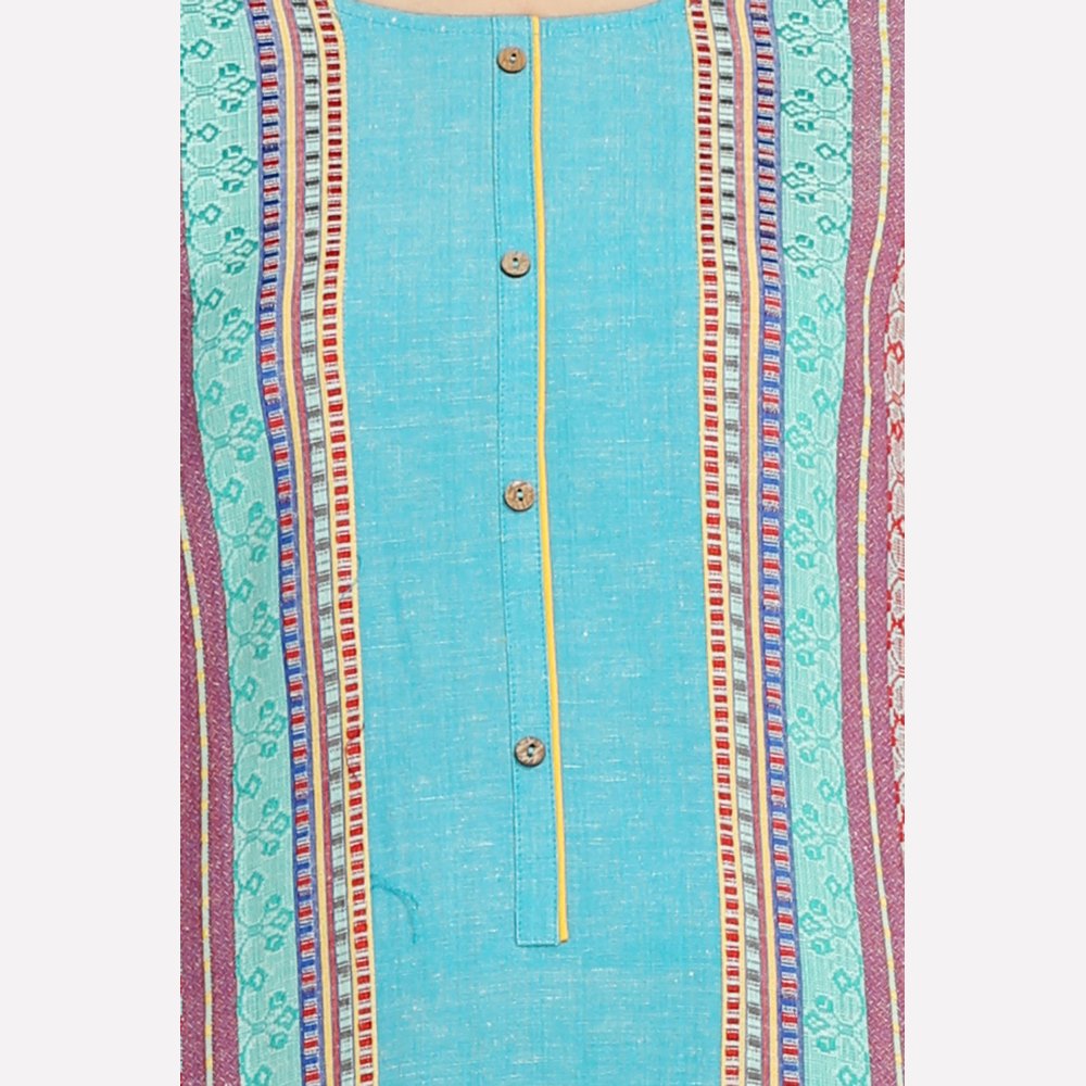 Blue Printed 3/4 Sleeve kurta