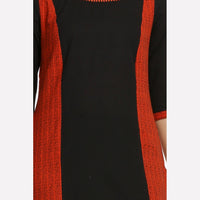 Brick Red &amp; Black Colorblock Printed kurta