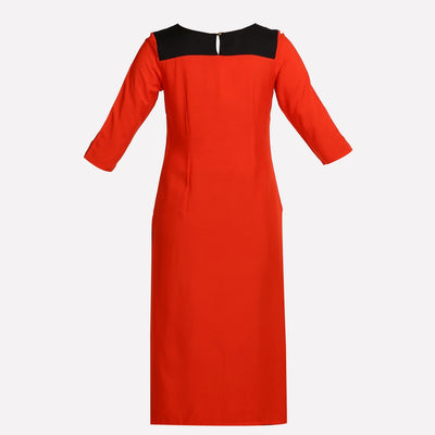 Red & White Colorblocked 3/4 Sleeve kurta
