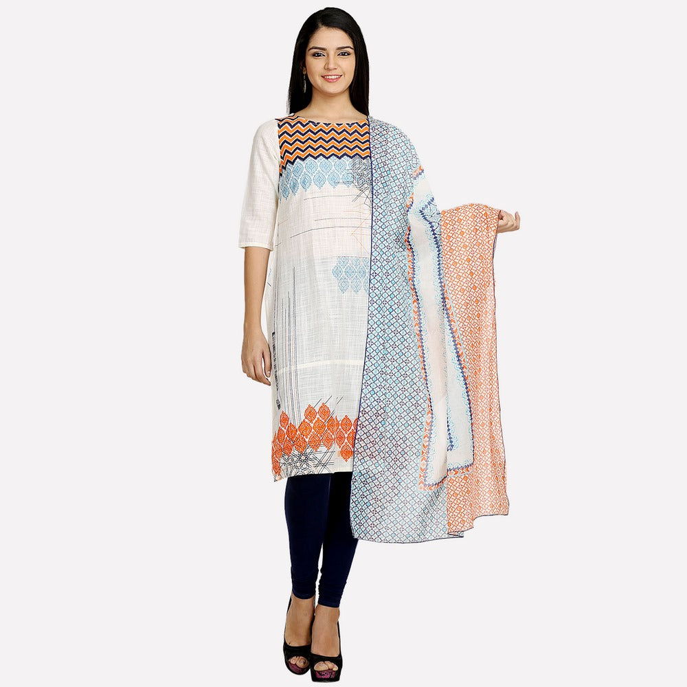 Off-White Boat Neck Printed kurta