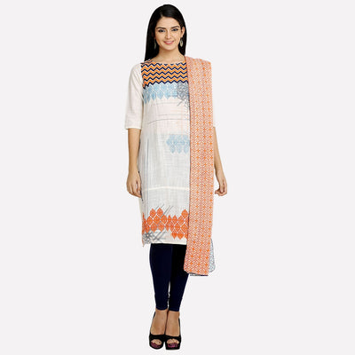 Off-White Boat Neck Printed kurta