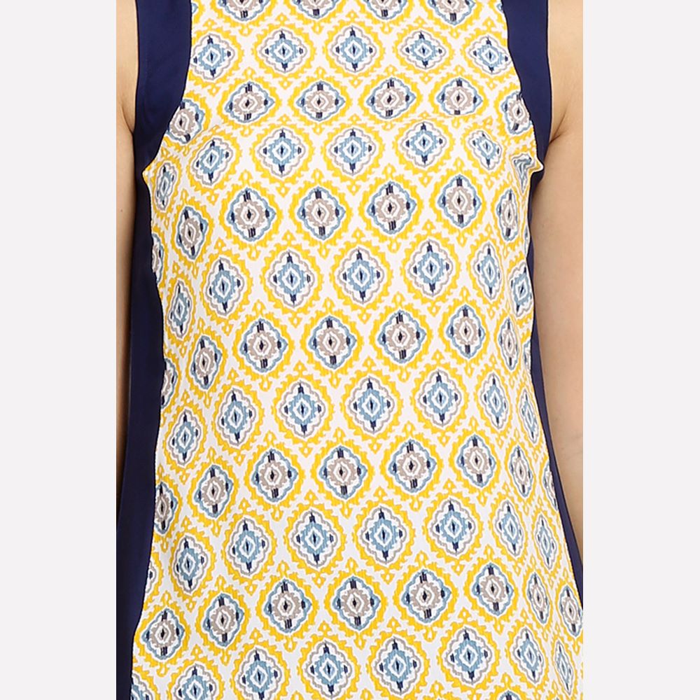 Blue Colorblocked Sleeveless kurta