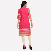 Pink Mandarin Neck 3/4 Sleeve kurta