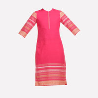 Pink Mandarin Neck 3/4 Sleeve kurta