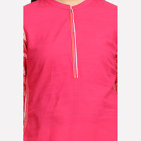 Pink Mandarin Neck 3/4 Sleeve kurta