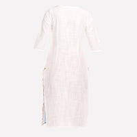 White Round Neck Printed kurta