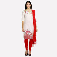 White V Neck Geometric Print kurta