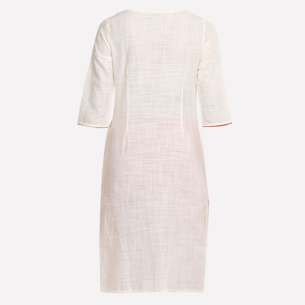 White V Neck Geometric Print kurta