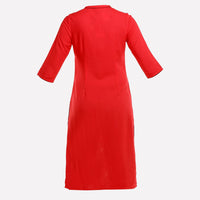 Red 3/4 Sleeve Geometric Print kurta