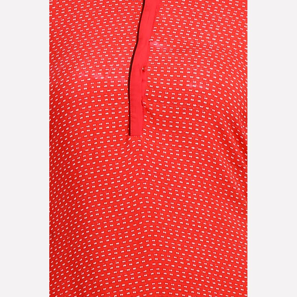 Red 3/4 Sleeve Geometric Print kurta