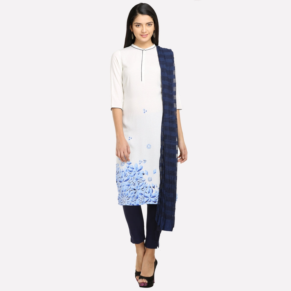 White Geometric Print kurta