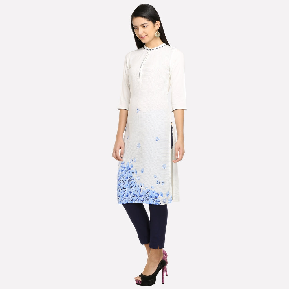 White Geometric Print kurta