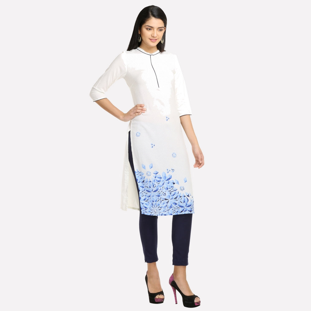 White Geometric Print kurta