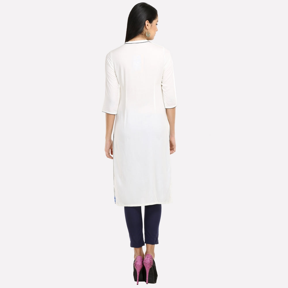 White Geometric Print kurta