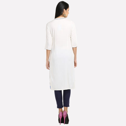 White Geometric Print kurta