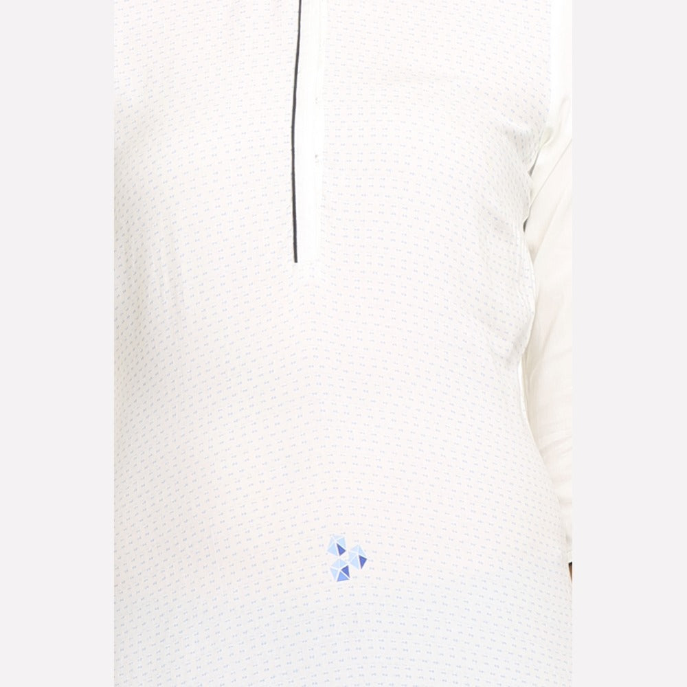 White Geometric Print kurta