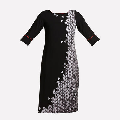 Black Round Neck Geometric Print kurta