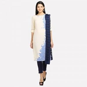 Cream-coloured Geometric Print kurta