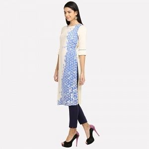 Cream-coloured Geometric Print kurta