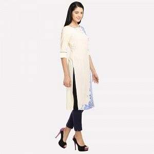 Cream-coloured Geometric Print kurta