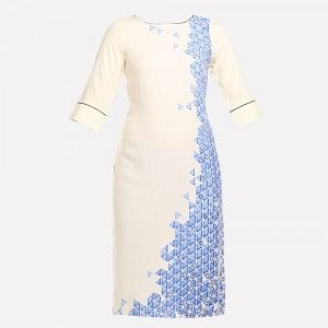 Cream-coloured Geometric Print kurta