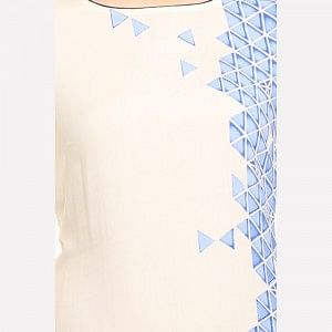 Cream-coloured Geometric Print kurta