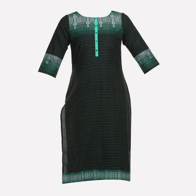 Black & Green 3/4 Sleeve Printed kurta