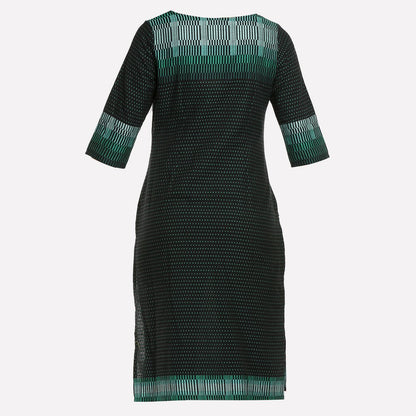 Black &amp; Green 3/4 Sleeve Printed kurta