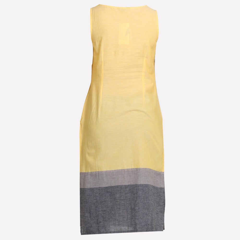 Yellow Printed Sleeveless kurta