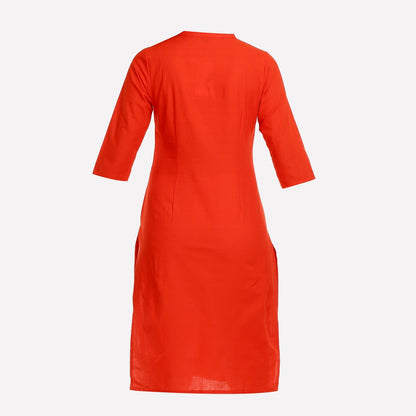 Orange Mandarin Neck 3/4 Sleeve kurta