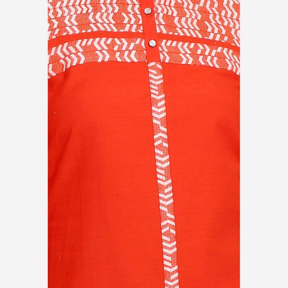 Orange Mandarin Neck 3/4 Sleeve kurta