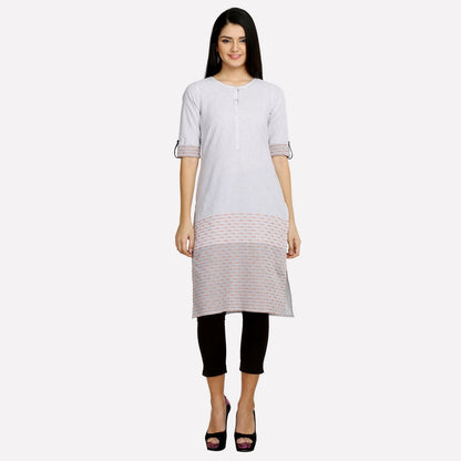 Off-White 3/4 Sleeve Striped kurta