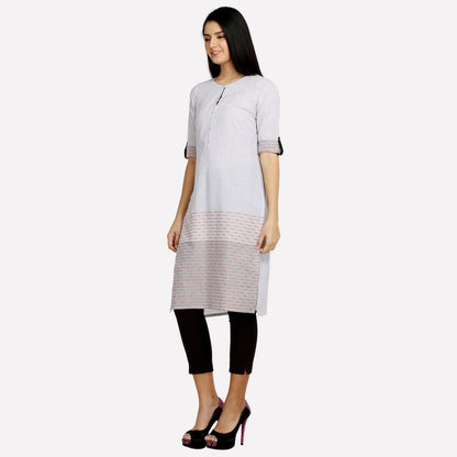 Off-White 3/4 Sleeve Striped kurta