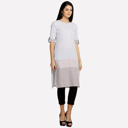 Off-White 3/4 Sleeve Striped kurta