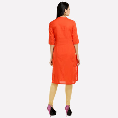 Orange Printed 3/4 Sleeve kurta