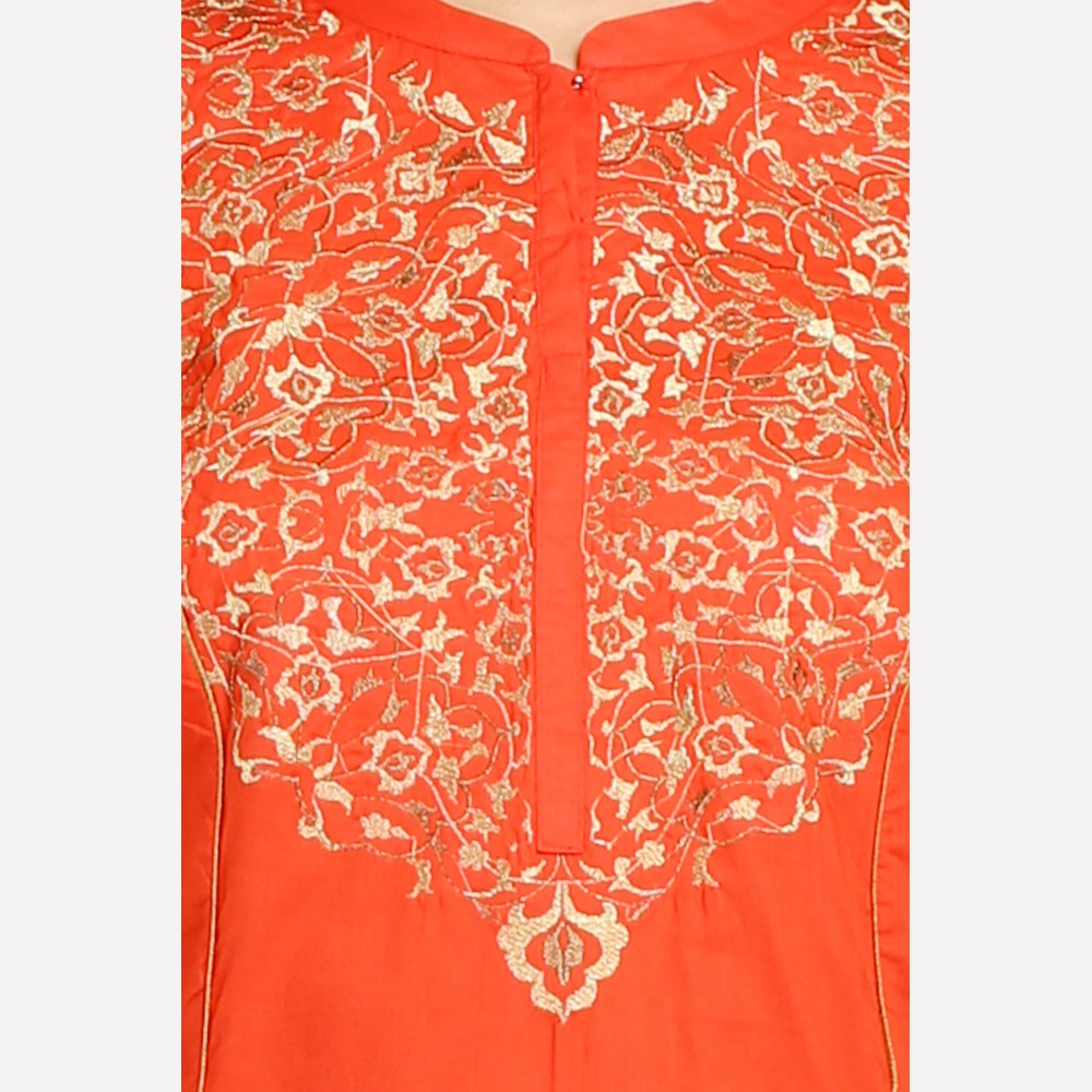 Orange Printed 3/4 Sleeve kurta