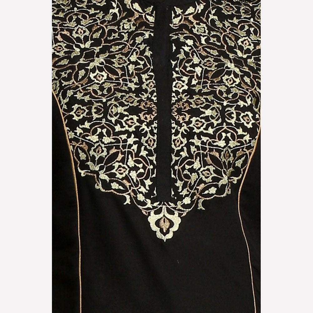 Black Silver Print 3/4 Sleeve kurta