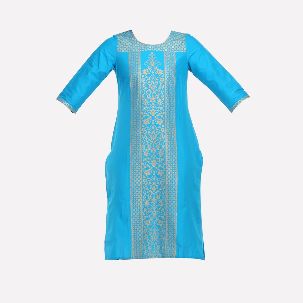 Blue Printed 3/4 Sleeve kurta