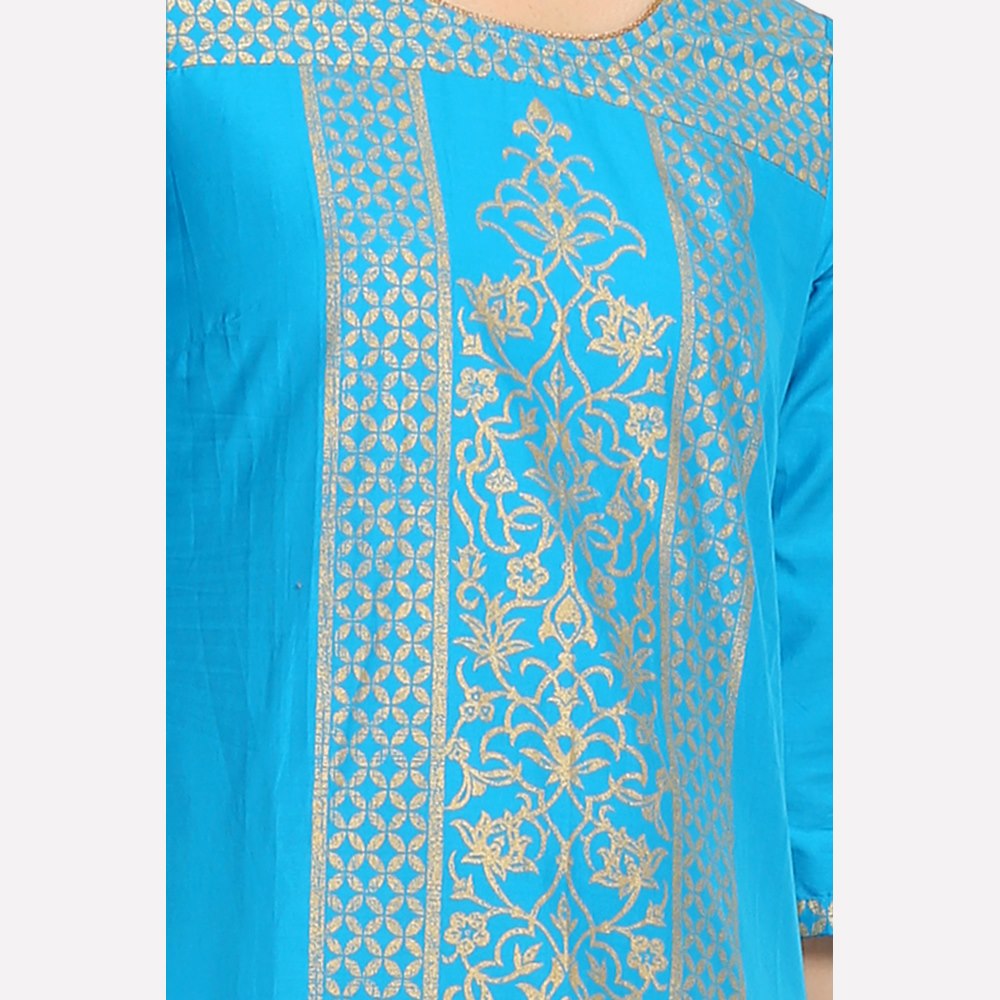 Blue Printed 3/4 Sleeve kurta