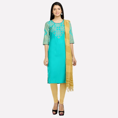 Green Round Neck Printed kurta