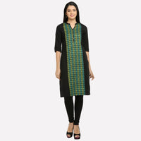 Black 3/4 Sleeve Pintuck kurta